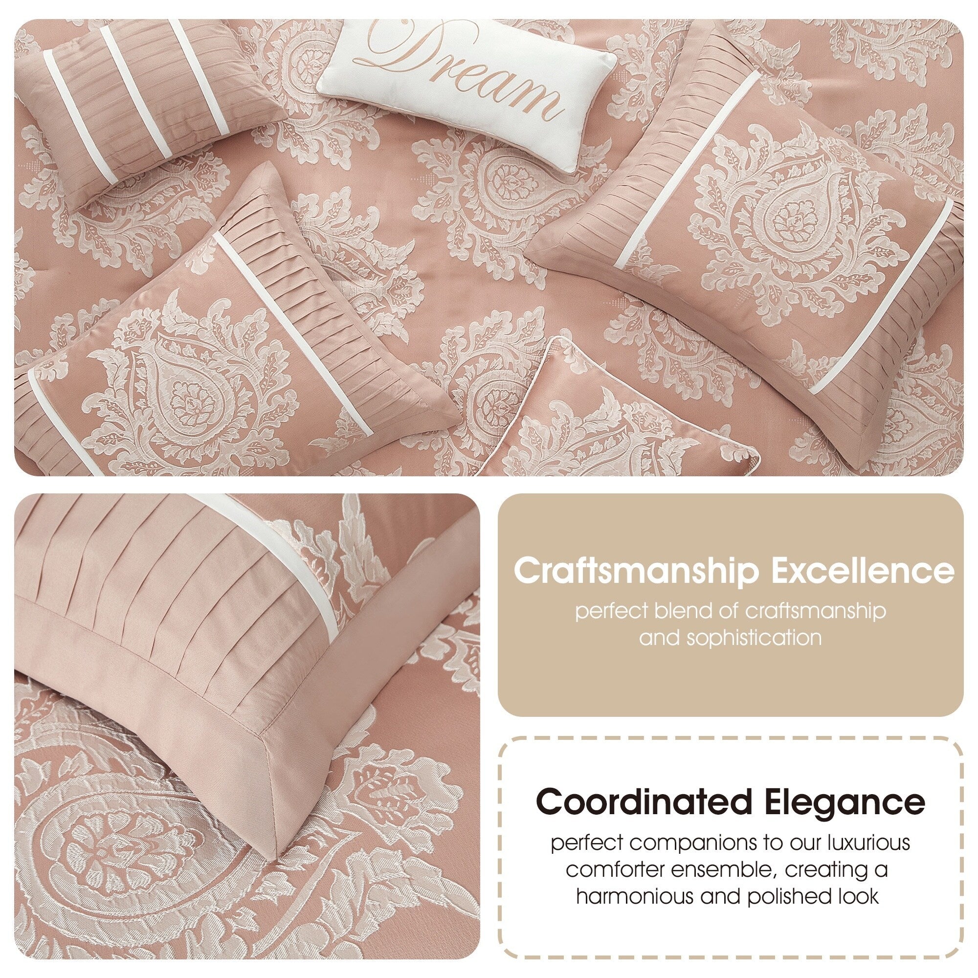 Nanshing Tiana 7 Piece Traditional Damask Comforter Set