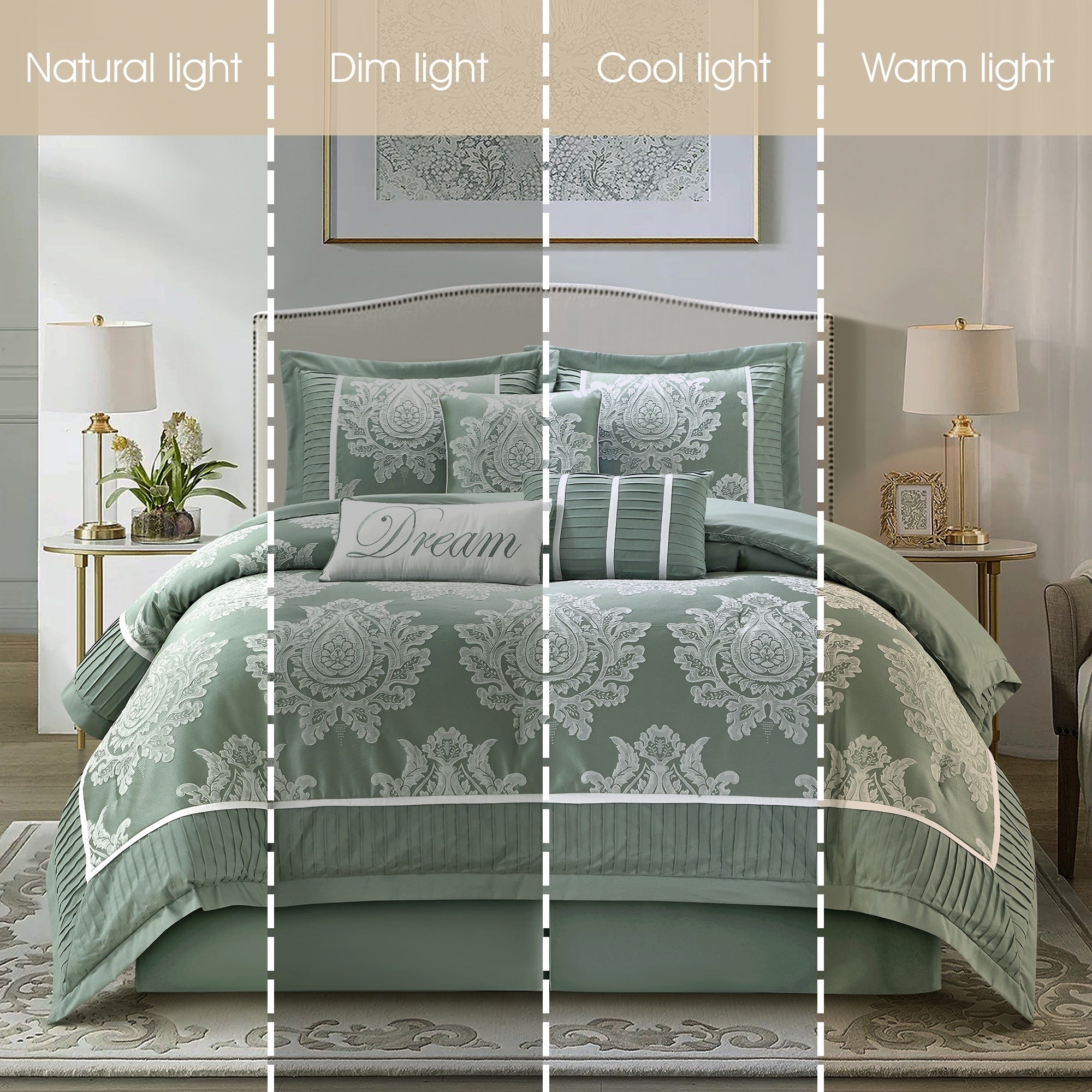 Nanshing Tiana 7 Piece Traditional Damask Comforter Set