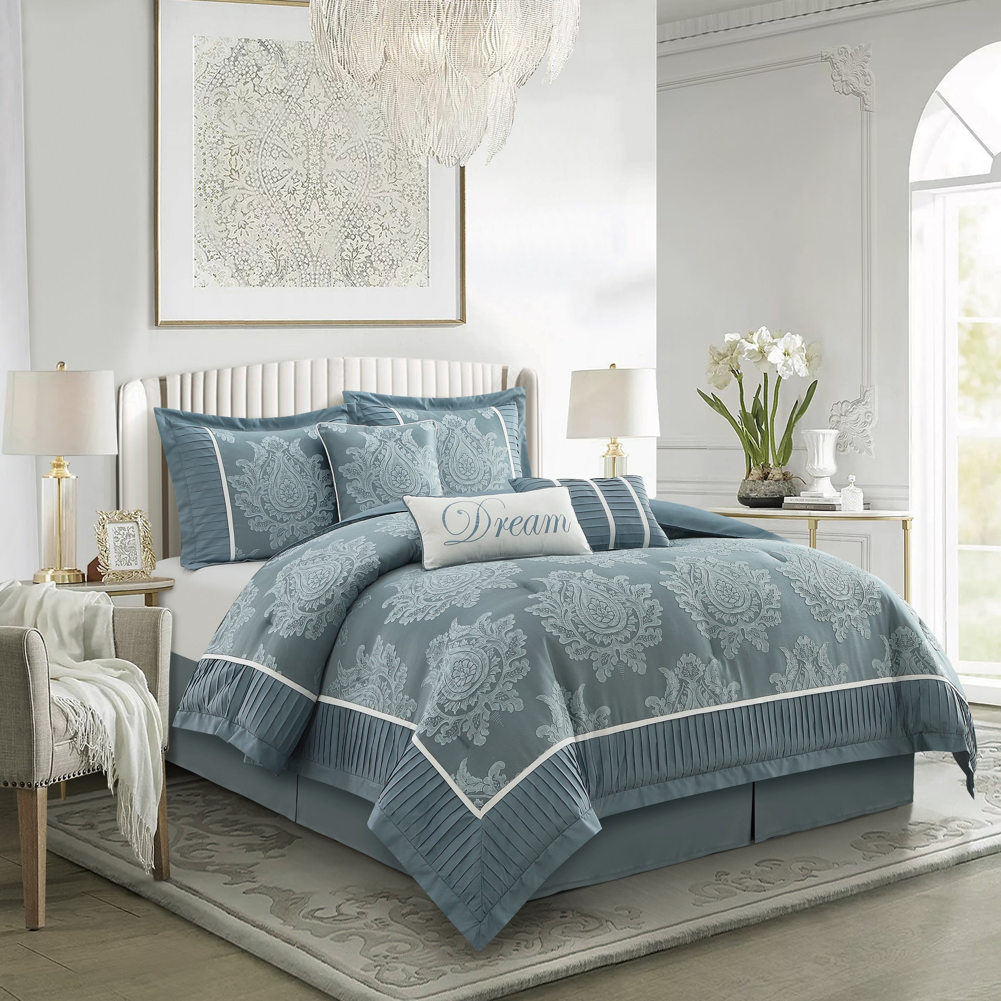 Nanshing Tiana 7 Piece Traditional Damask Comforter Set