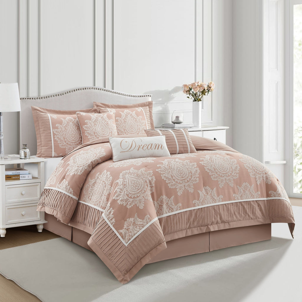 Nanshing Tiana 7 Piece Traditional Damask Comforter Set