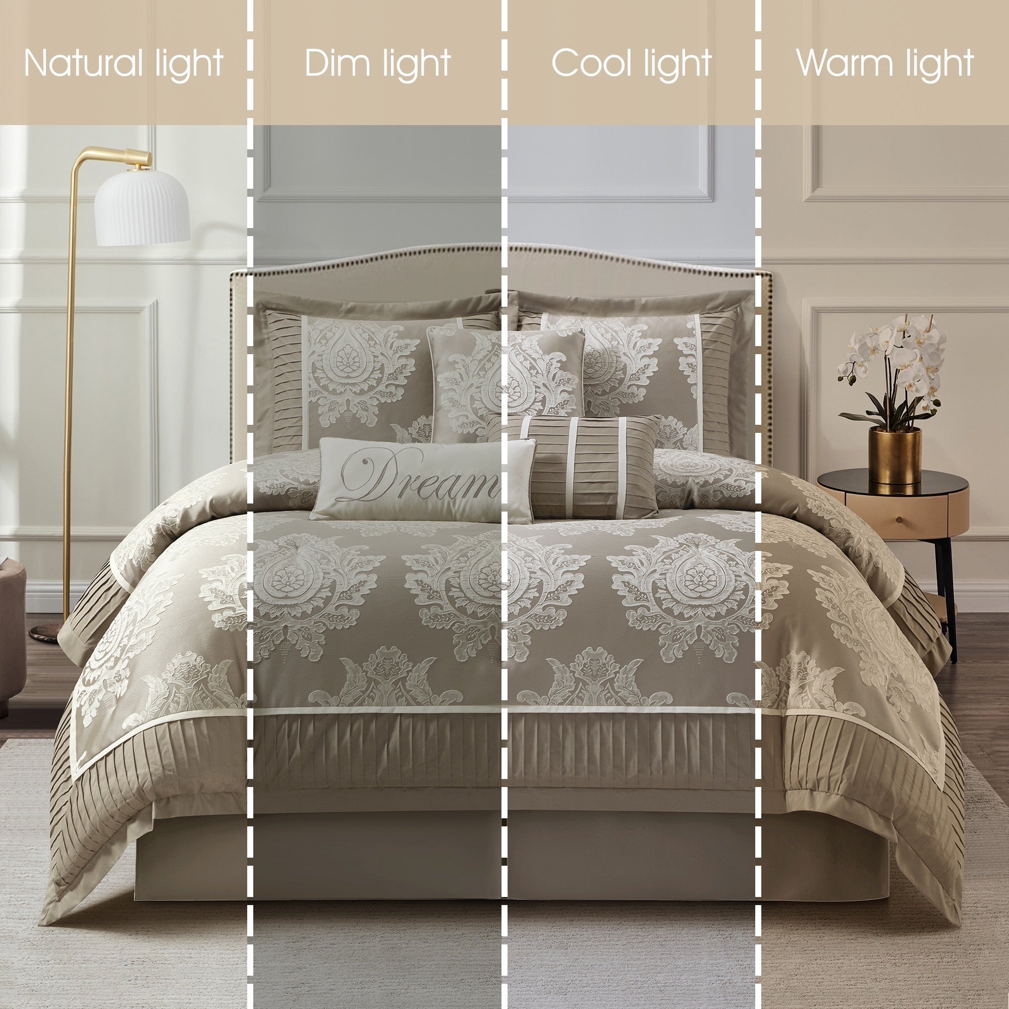 Nanshing Tiana 7 Piece Traditional Damask Comforter Set