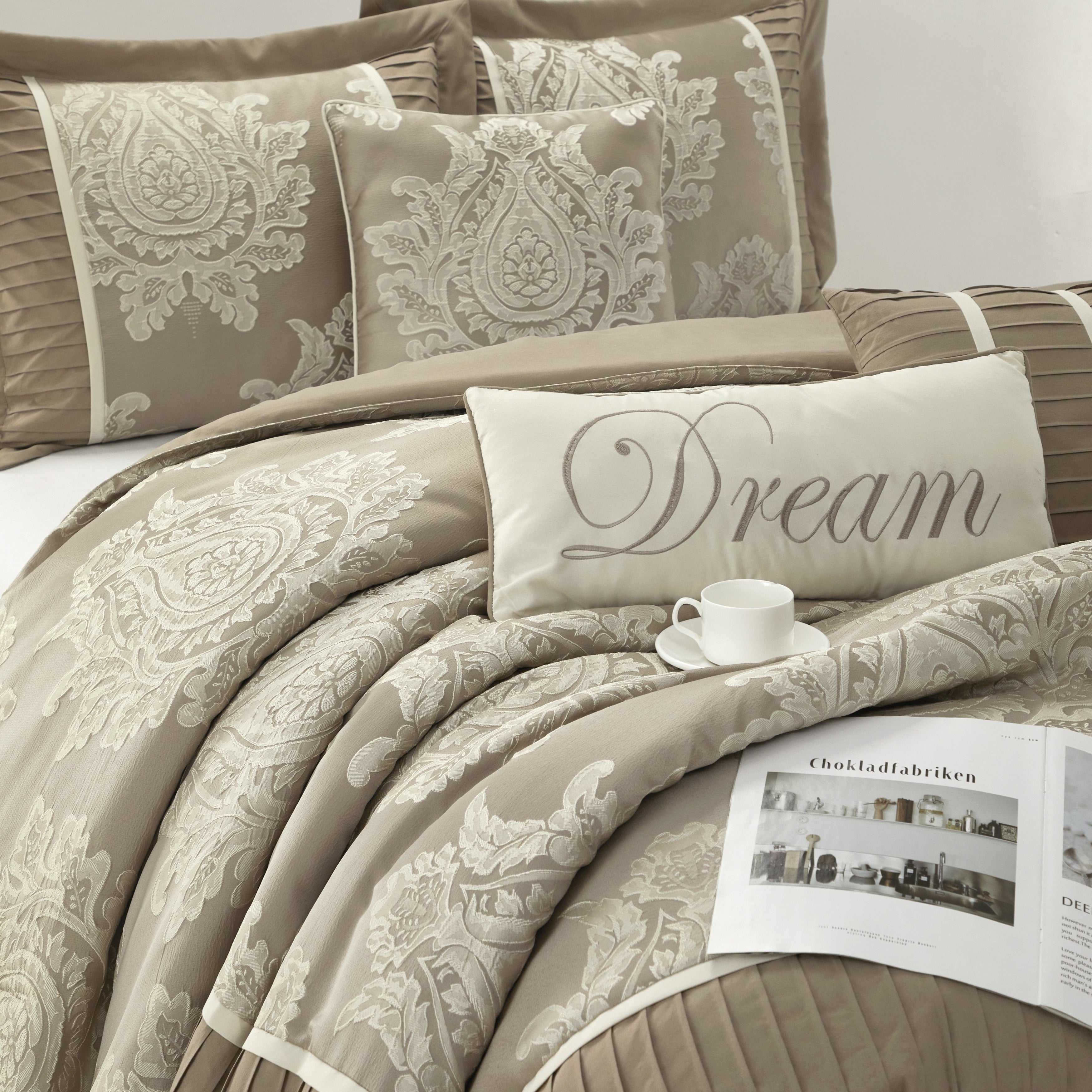 Nanshing Tiana 7 Piece Traditional Damask Comforter Set