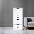 Narrow Wooden 9-Drawer Cabinet with Smooth-Glide Drawers and Top Storage Shelf