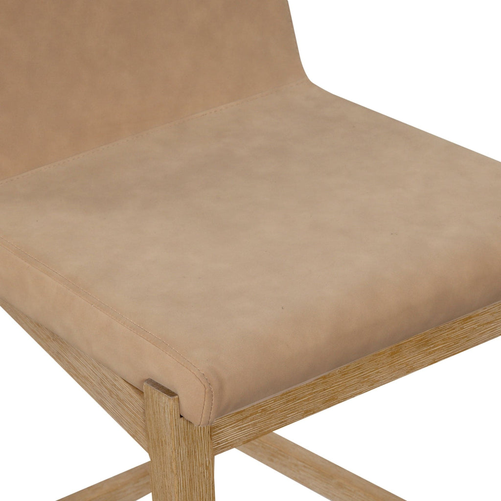 Gracie Modern Bar Stool, Boucle Upholstered Chair and Brushed Wooden Legs