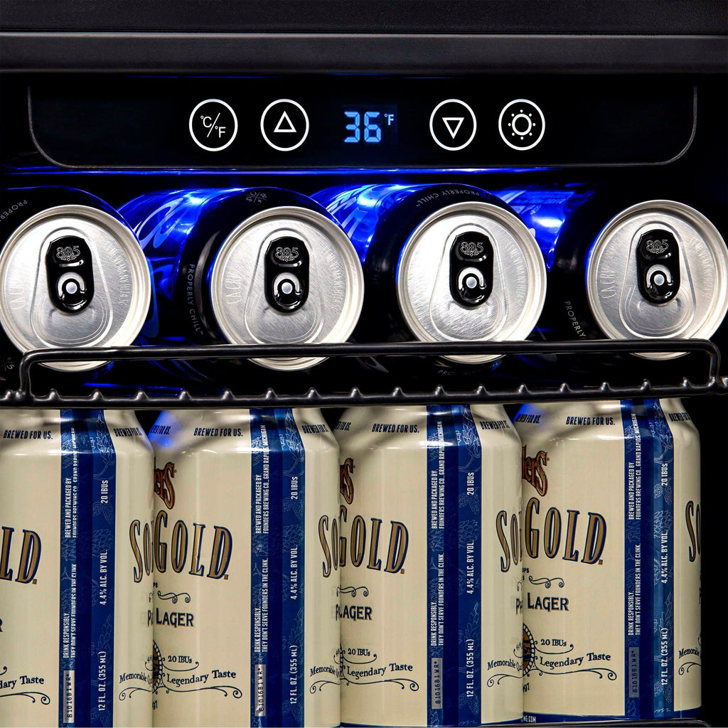 Newair 15 in. Built-in 96 Can Beverage Fridge in Stainless Steel with Temperature Controls and Adjustable Shelves