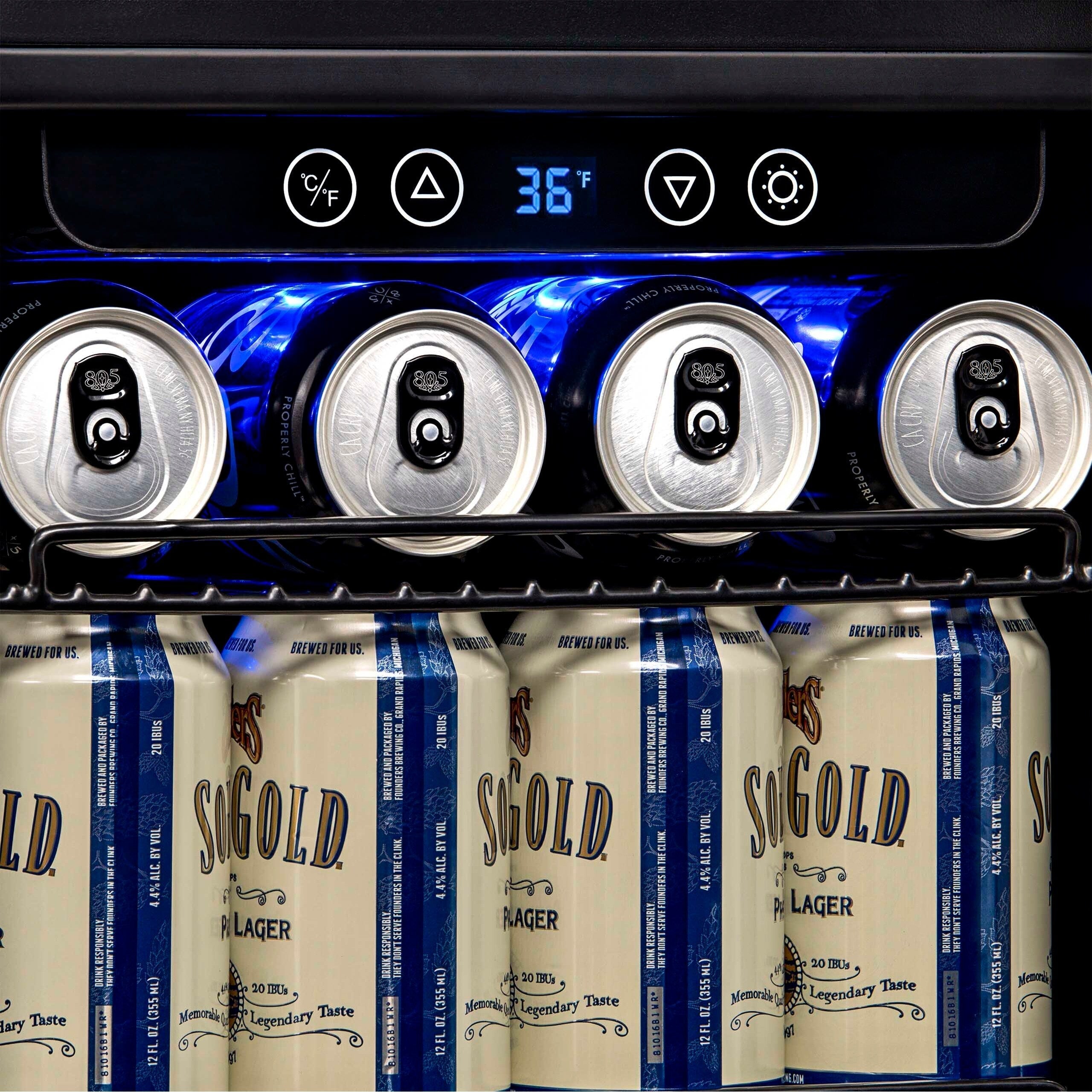 Newair 15 in. Built-in 96 Can Beverage Fridge in Stainless Steel with Temperature Controls and Adjustable Shelves