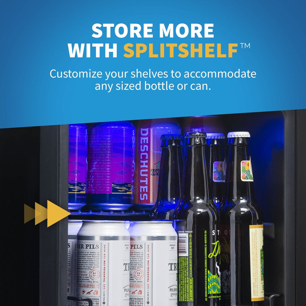 NewAir SplitShelf Built-In Wine & Beverage Cooler for 9-Bottle Wine & 48 Can Cellar Fridge Refrigerator in Stainless Steel