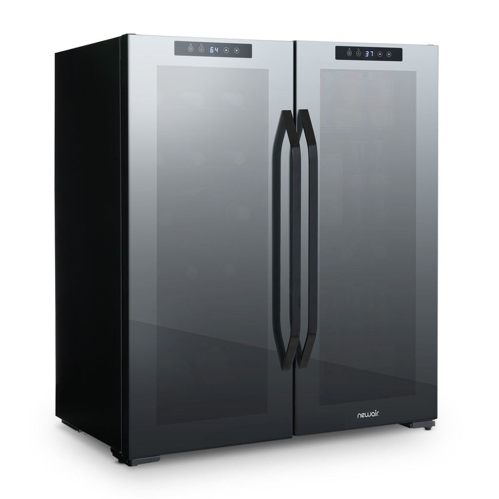 Newair Wine and Beverage Refrigerator, 18 Bottles & 59 Cans, Dual Temperature Zones, Freestanding, Digital Temperature Control