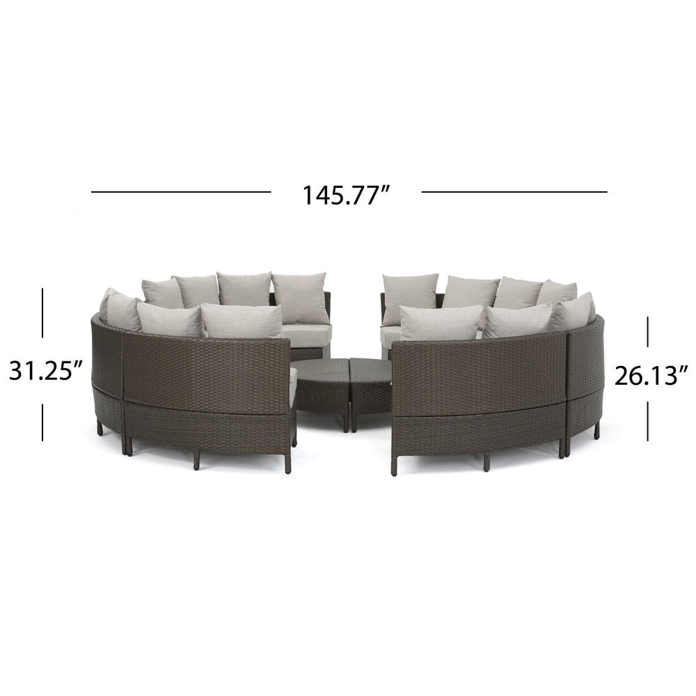 Newton All-Weather Wicker Sectional Sofa Set by Christopher Knight Home