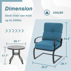 Nista 3 Piece Outdoor Patio C-Spring Bistro Set Dining Chairs with Cushions and Coffee Table by Havenside Home