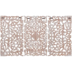 Norma Floral Hand Carved Natural Wooden 48x28-inch 3-Panel Wall Art