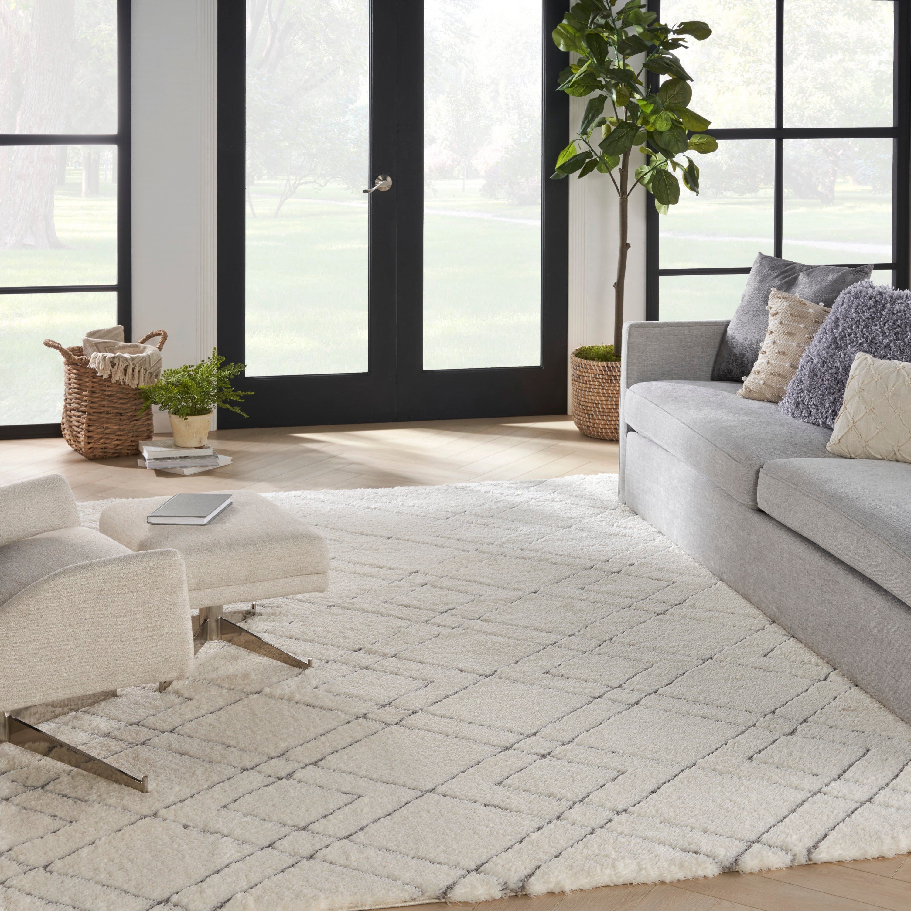 Nourison Luxurious Shag Ultra Plush Pile Abstract Geometric Area Rug