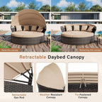 Nuon 4-Piece/5Piece Outdoor Patio Conversation Set Wicker Daybed Set with Canopy by Havenside Home