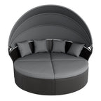 Nuon 4-piece Outdoor Black Wicker Patio Round Daybed Sectional Sofa Set with Retractable Canopy by Havenside Home