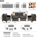 OVIOS 5-piece Patio Furniture Wicker Outdoor High-back Seating Set