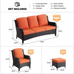 OVIOS 5-piece Patio Wicker High Back Conversation Set