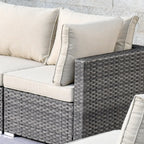 OVIOS Deep Seat Wicker 11-piece Sectional Set Swivel Chairs Fire Pit