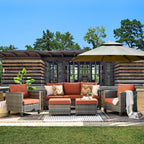 OVIOS 5-piece Patio Furniture Wicker Outdoor High-back Seating Set