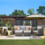 OVIOS 5-piece Patio Furniture Wicker Outdoor High-back Seating Set