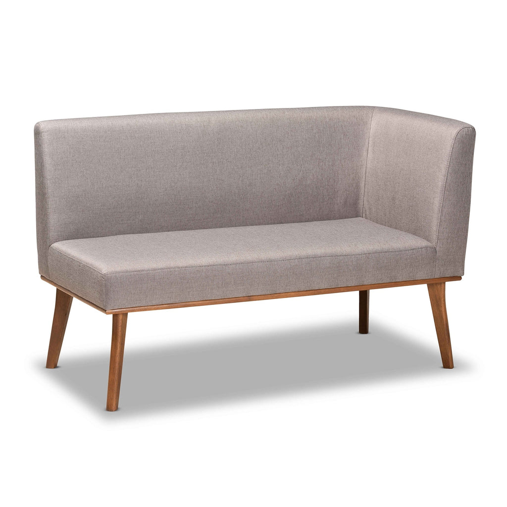 Odessa Grey Fabric and Walnut Wood 2-PC Dining Nook Banquette Set