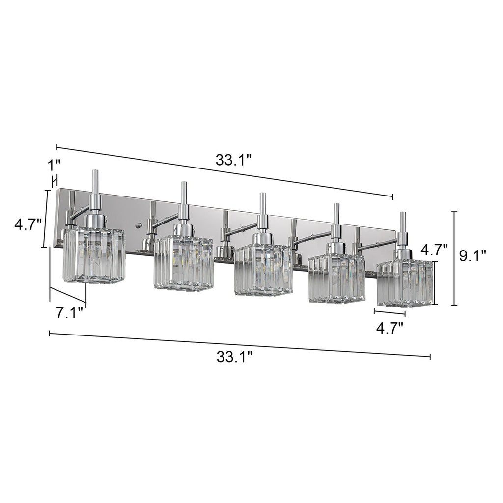 Ora Modern Dimmable Crystal Bathroom Light Fixtures Over Mirror Glam Vanity Lights