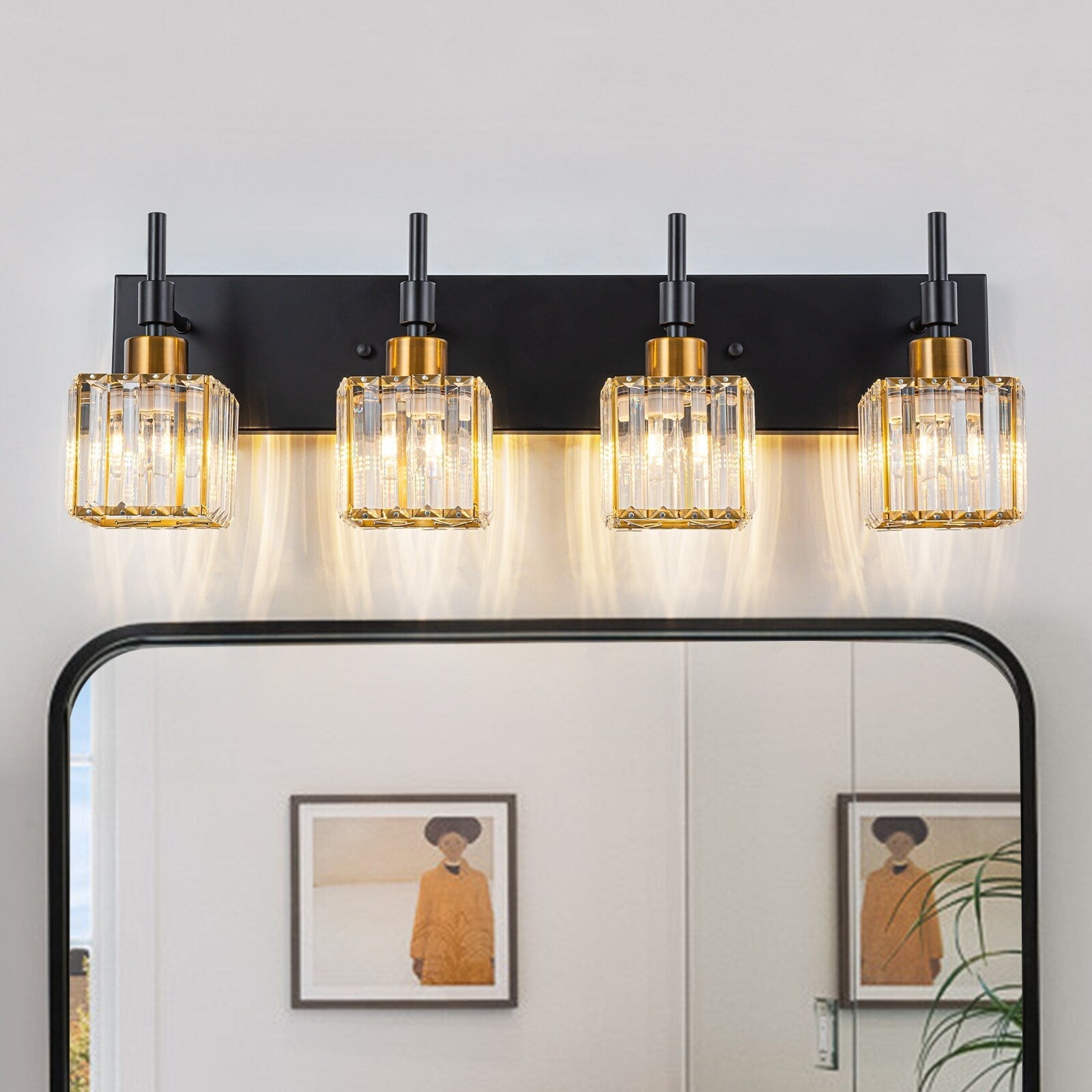 Ora Modern Dimmable Crystal Bathroom Light Fixtures Over Mirror Glam Vanity Lights