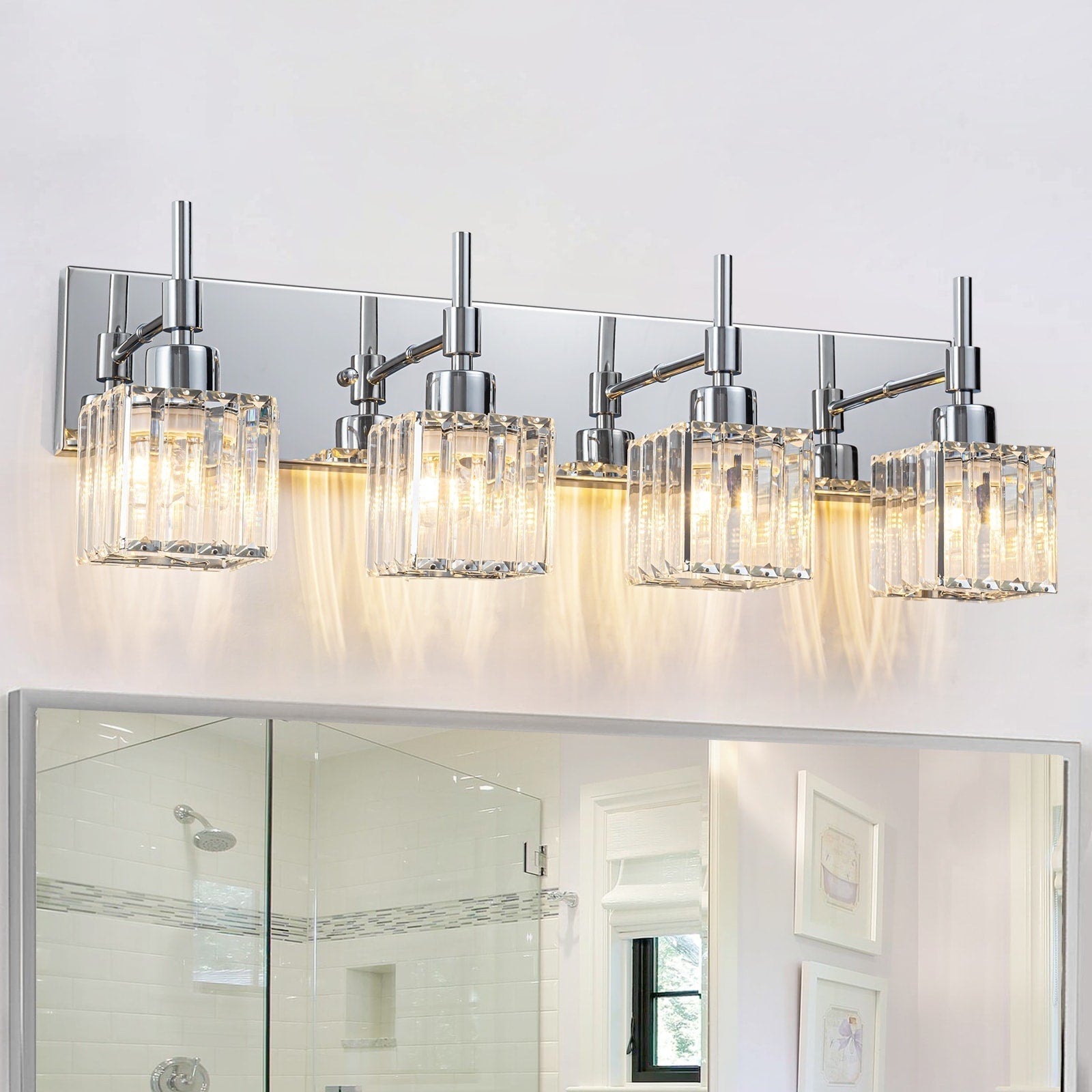 Ora Modern Dimmable Crystal Bathroom Light Fixtures Over Mirror Glam Vanity Lights