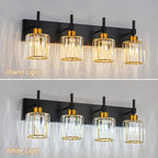 Modern Dimmable Crystal Bathroom Vanity Light Wall Sconces with Crystal Shades