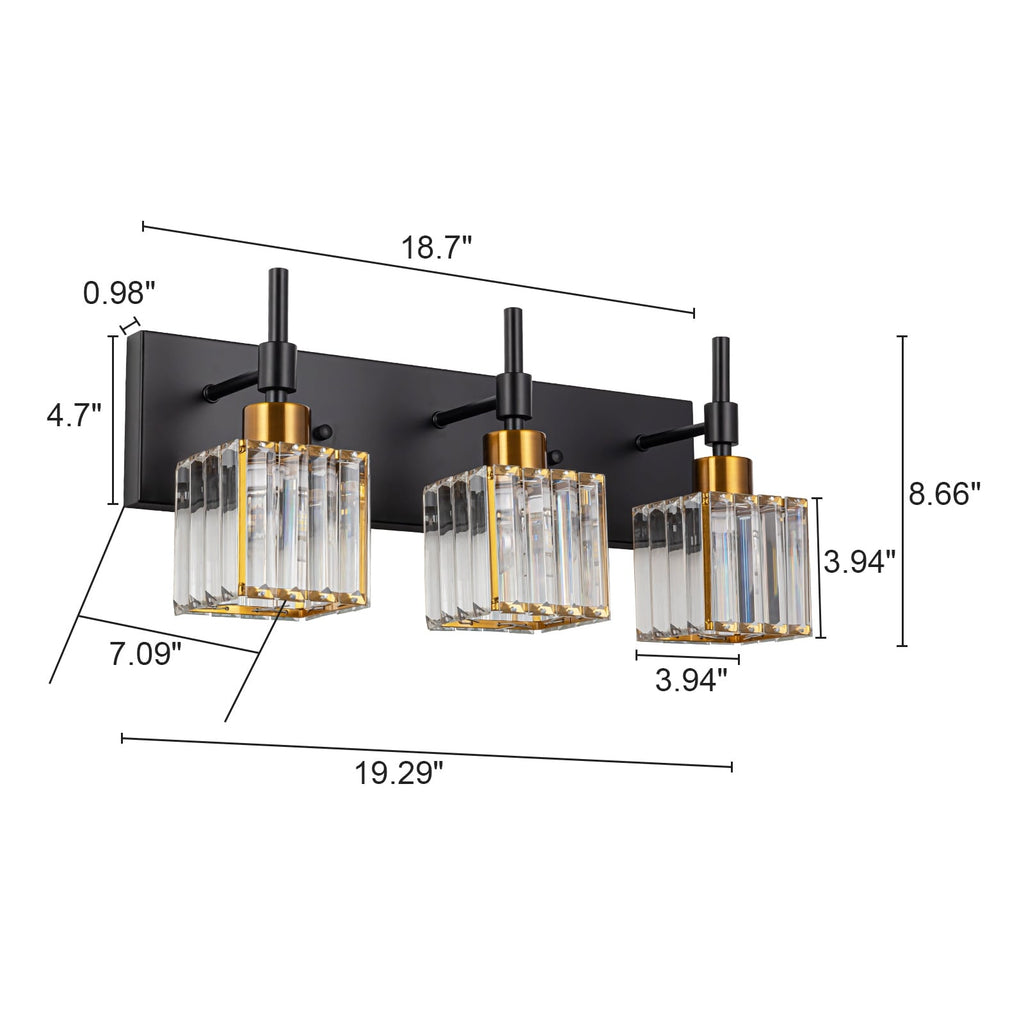 Ora Modern Dimmable Crystal Bathroom Light Fixtures Over Mirror Glam Vanity Lights