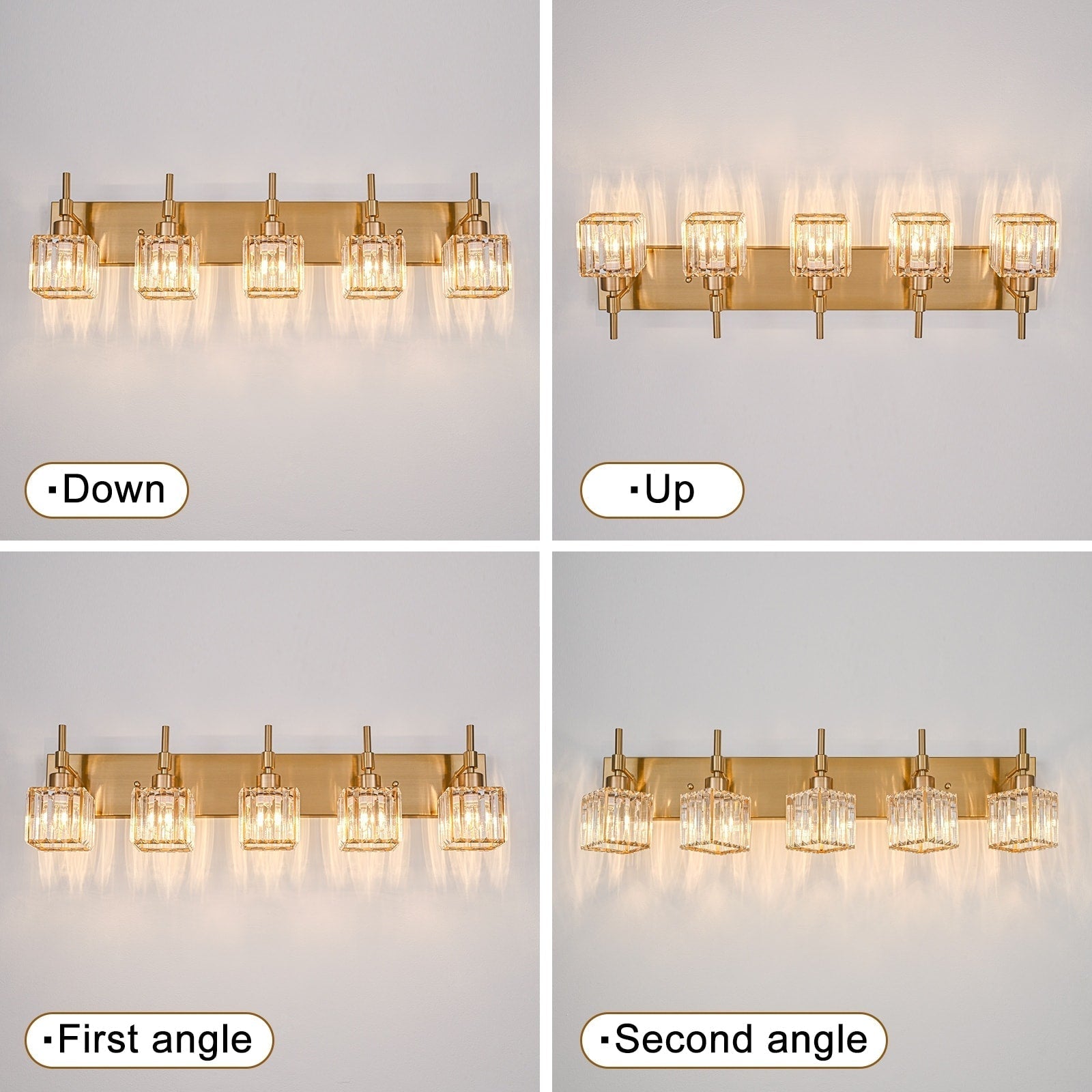 Ora Modern Dimmable Crystal Bathroom Light Fixtures Over Mirror Glam Vanity Lights