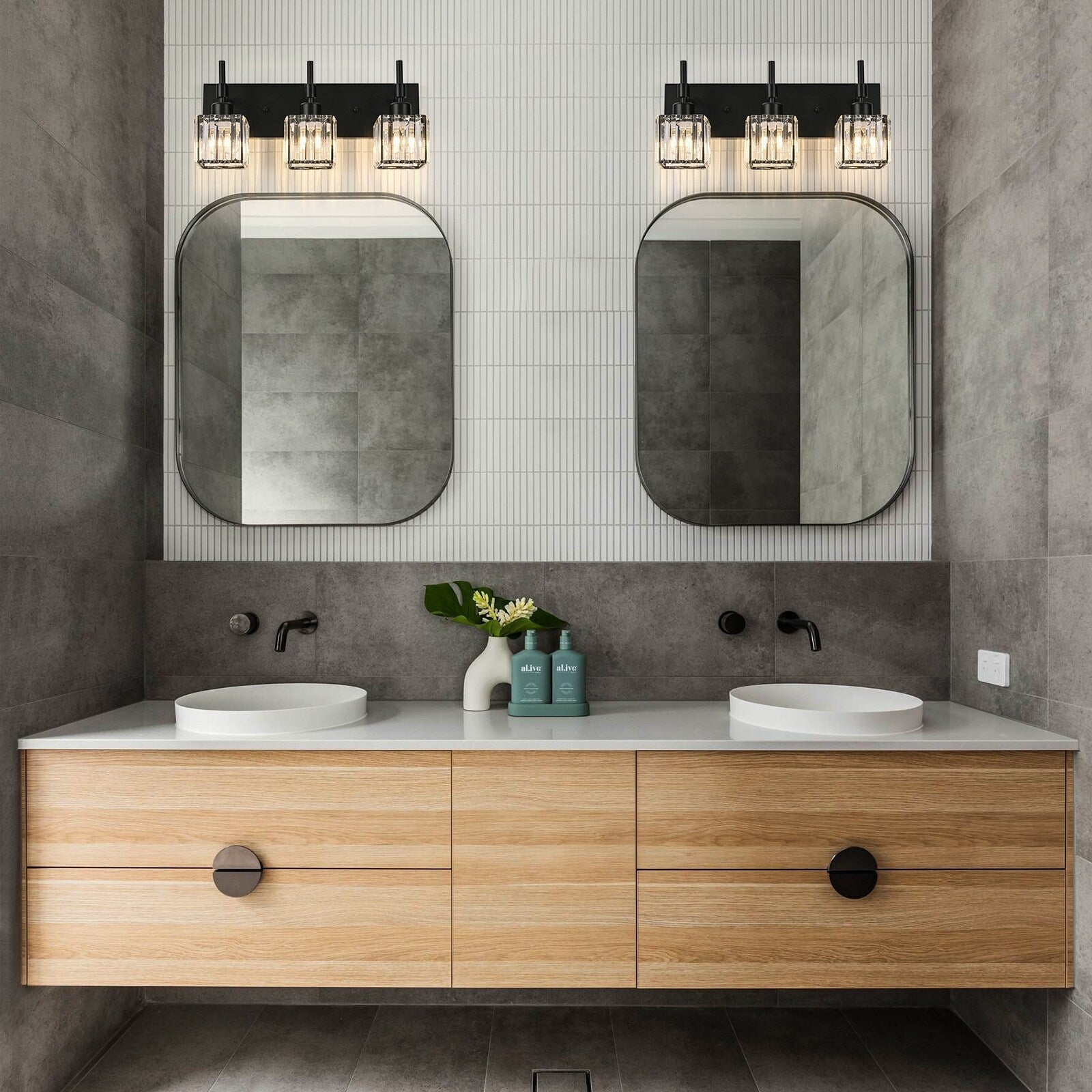 Ora Modern Dimmable Crystal Bathroom Light Fixtures Over Mirror Glam Vanity Lights
