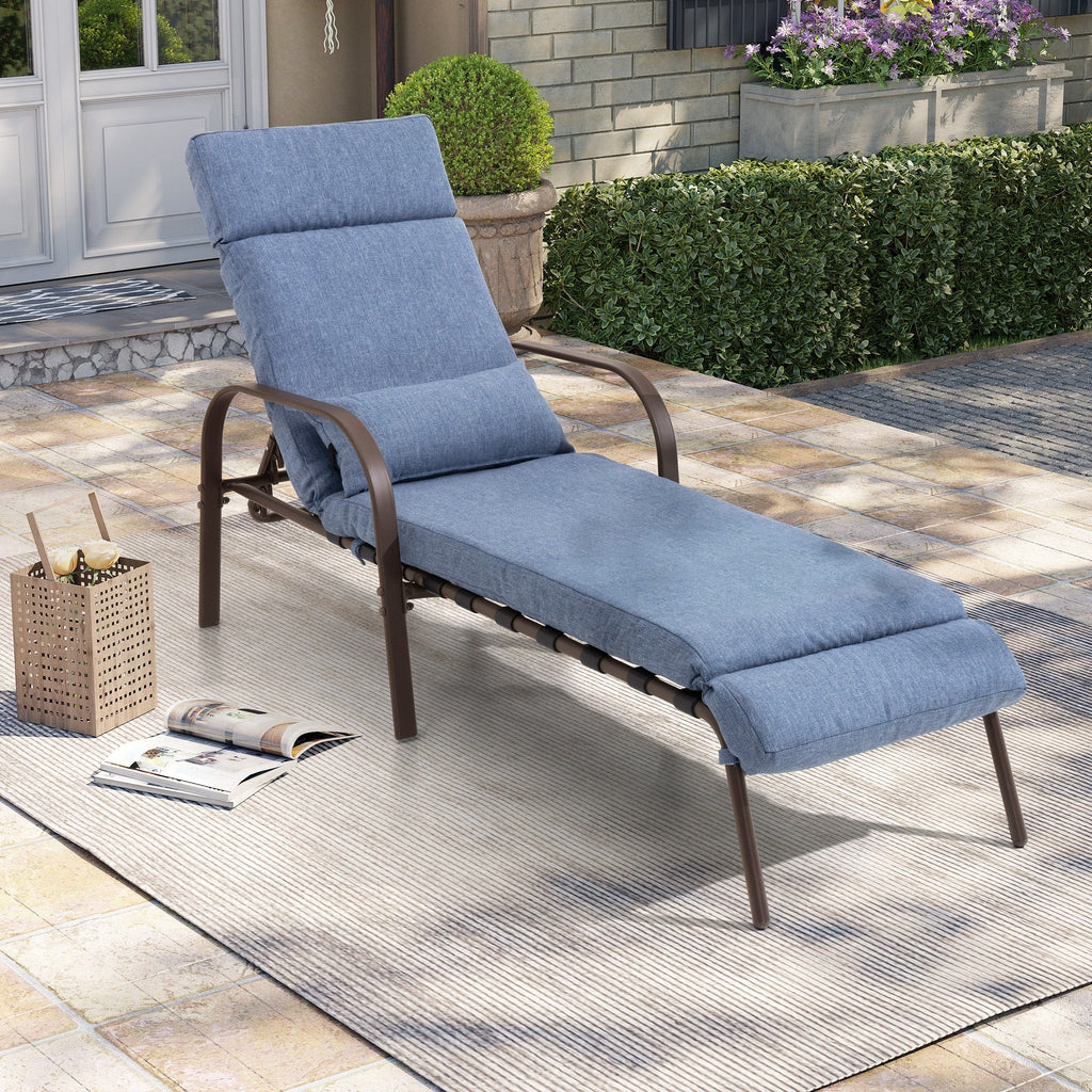 Outdoor Adjustable Patio Chaise Lounge Chair with Cushion Beach Poolside
