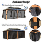 EROMMY Hardtop Gazebo,Outdoor Pergola with Double Roof & Netting & Curtains,Heavy Duty Canopy for Patio, Backyard, Pool party
