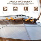 EROMMY Hardtop Gazebo,Outdoor Pergola with Double Roof & Netting & Curtains,Heavy Duty Canopy for Patio, Backyard, Pool party