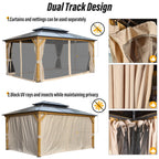 EROMMY Hardtop Gazebo,Outdoor Pergola with Double Roof & Netting & Curtains,Heavy Duty Canopy for Patio, Backyard, Pool party
