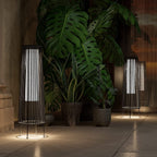 Outdoor Floor Solar Light 2-Pack, All-Weather Wicker Solar Patio Lamp Waterproof Outside Solar Deck Lamp for Porch, Yard, Garden