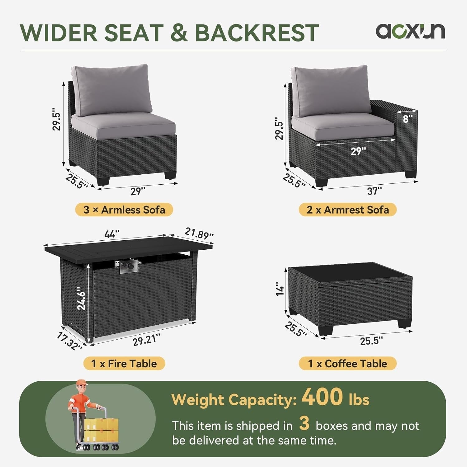 Outdoor Patio Furniture Sets with 4in Thicken Cushion