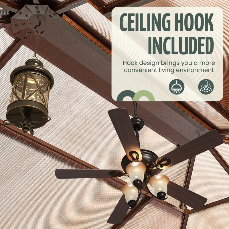 Hardtop Gazebo for Backyard – Permanent Pergola with Netting, Curtains & Double Roof, All-Weather Outdoor Shelter