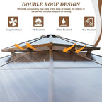 Hardtop Gazebo for Backyard – Permanent Pergola with Netting, Curtains & Double Roof, All-Weather Outdoor Shelter
