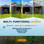 Outdoor Storage Shed and Carport Canopy: Portable Shelter for Bikes, Motorcycles, and Garden Storage