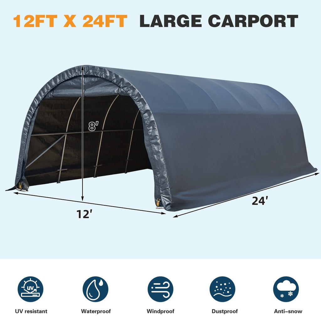 Outdoor Storage Shed and Carport Canopy: Portable Shelter for Bikes, Motorcycles, and Garden Storage