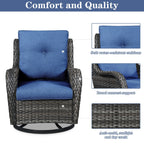 Gymojoy Outdoor Wicker Rocking Lounge Chairs with Swivel Base (Set of 2)