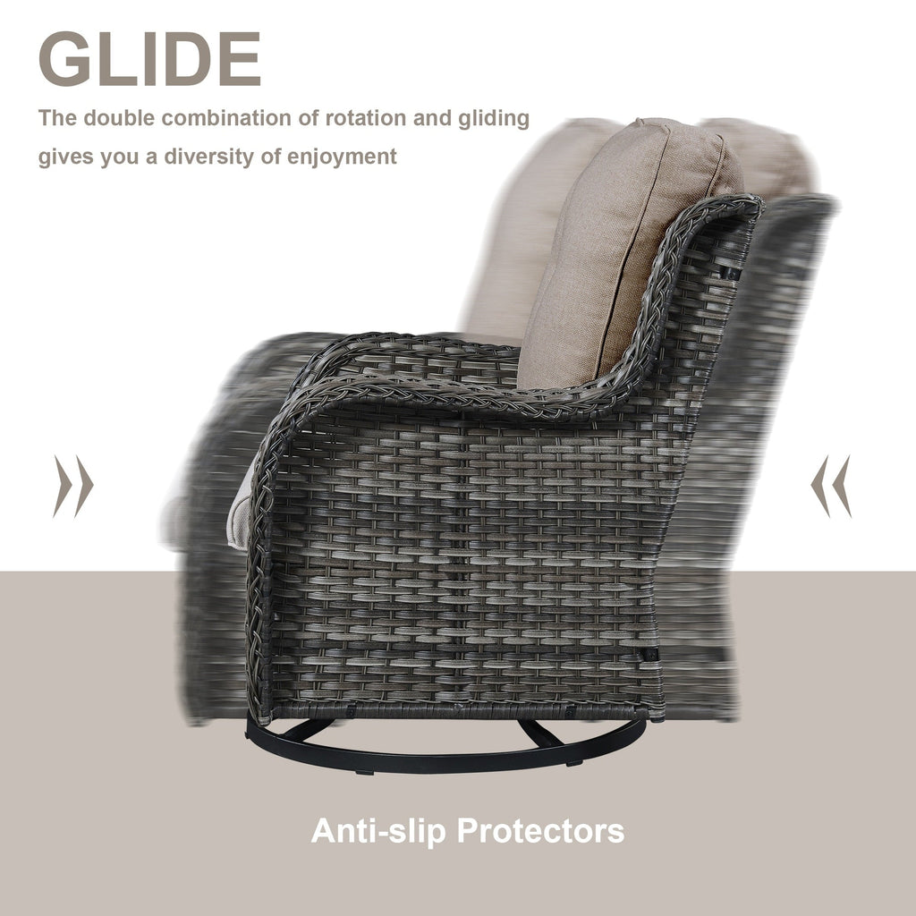 Gymojoy Outdoor Wicker Rocking Lounge Chairs with Swivel Base (Set of 2)
