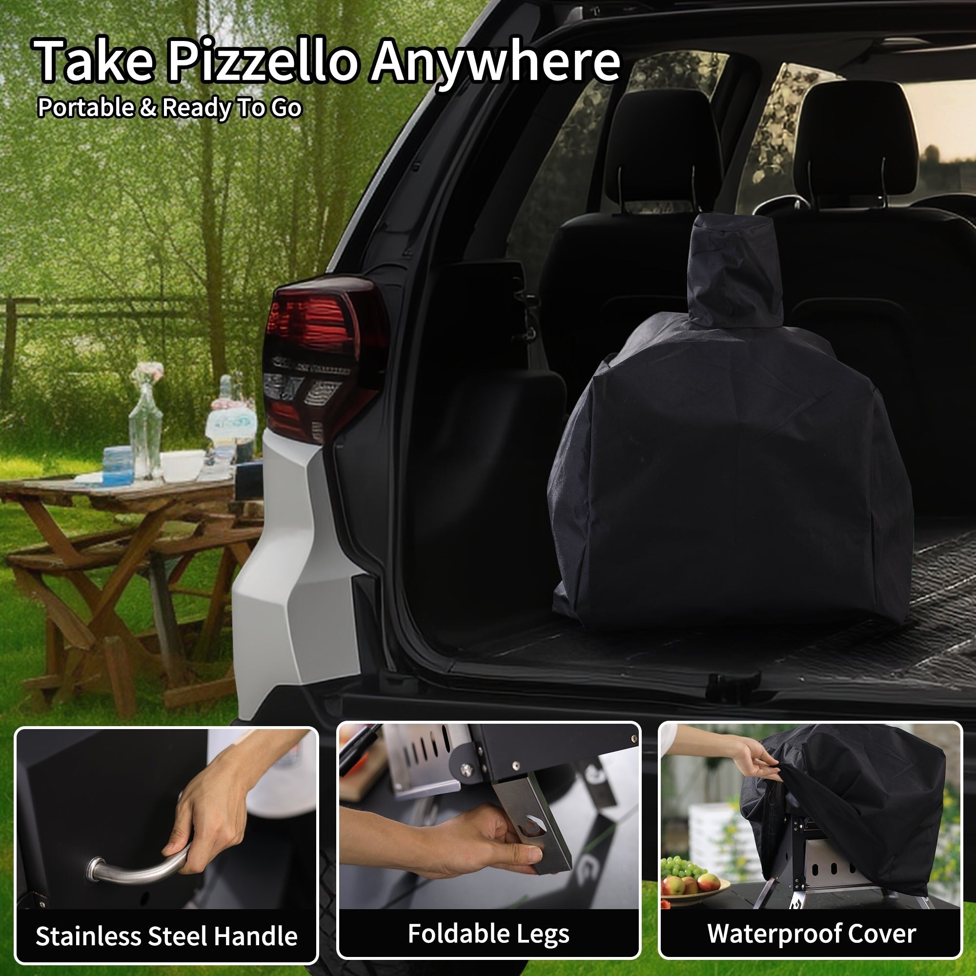 Outdoor Wood Fired Pizza Oven 2-Layer Pizza Maker Outside Pizza Grill for Backyard Parties - 12 inch
