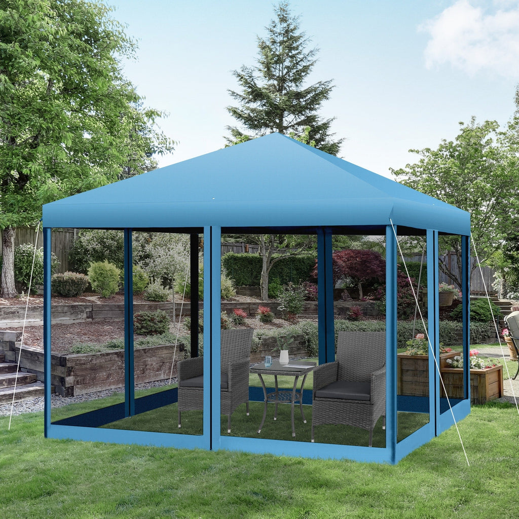 Outsunny 10' x 10' Heavy Duty Pop Up Canopy with Removable Mesh Sidewall Netting, Easy Setup Design, Outdoor Party Event