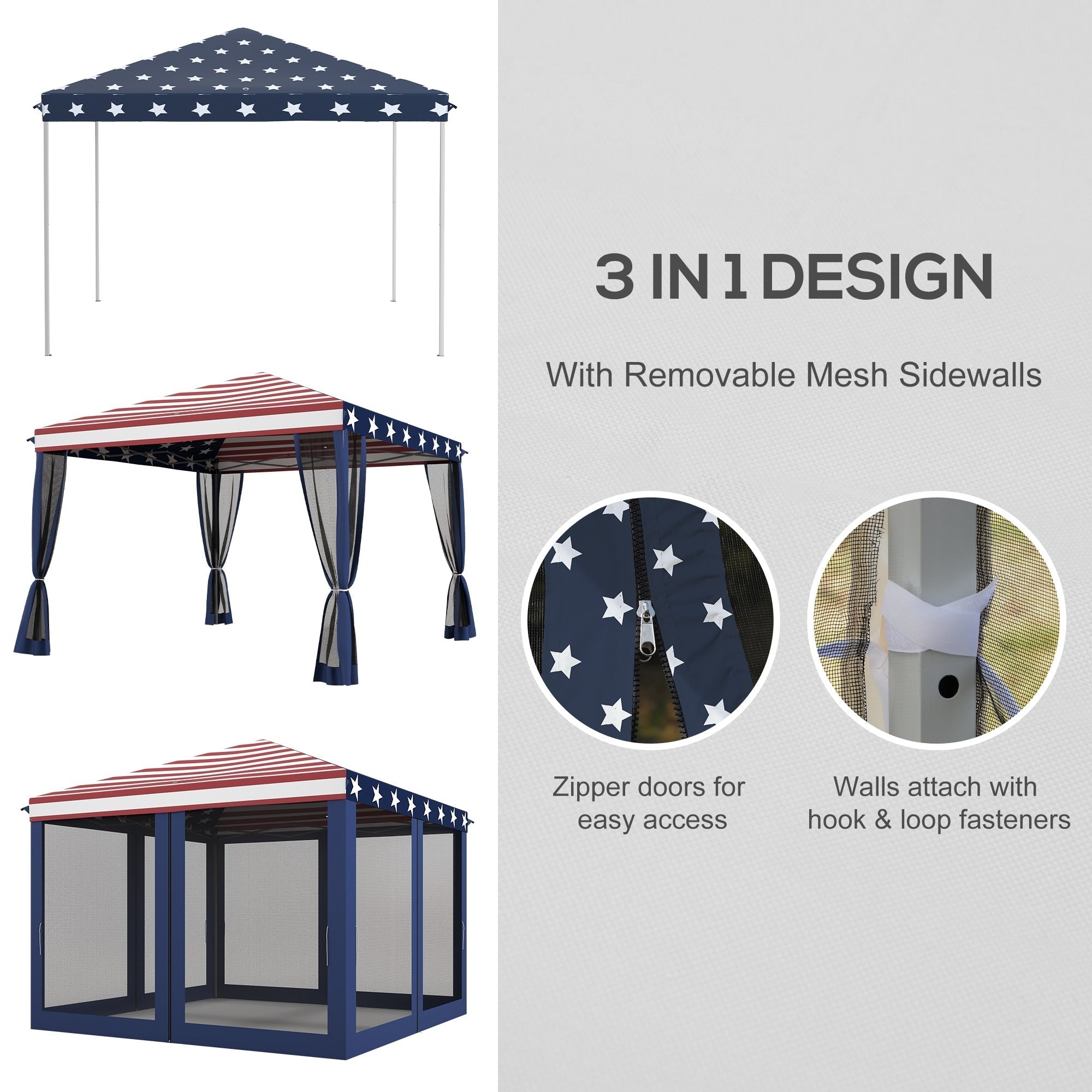Outsunny 10' x 10' Heavy Duty Pop Up Canopy with Removable Mesh Sidewall Netting, Easy Setup Design, Outdoor Party Event