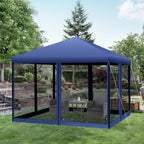 Outsunny 10' x 10' Heavy Duty Pop Up Canopy with Removable Mesh Sidewall Netting, Easy Setup Design, Outdoor Party Event