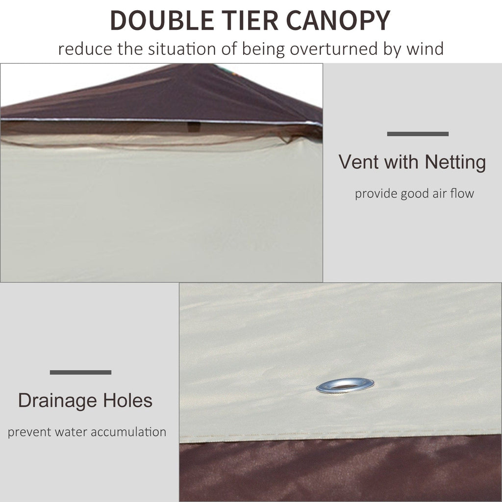 Outsunny 12' x 12' Pop Up Canopy Sun Shade Instant Tent Folding with Mesh Sidewall Netting, 3-Level Adjustable Height