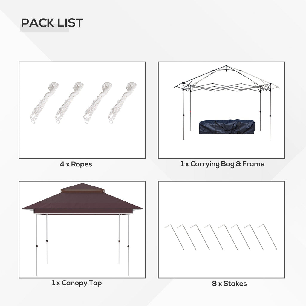 Outsunny 12' x 12' Pop Up Canopy Sun Shade Instant Tent Folding with Mesh Sidewall Netting, 3-Level Adjustable Height