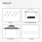 Outsunny 12' x 12' Pop Up Canopy Sun Shade Instant Tent Folding with Mesh Sidewall Netting, 3-Level Adjustable Height